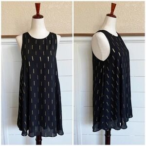 Black and Gold‎ Elegant Sleeveless Swing Dress sz XS